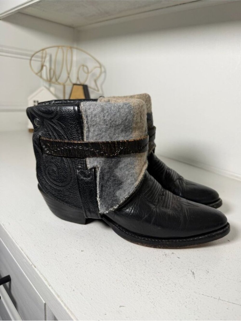 Canty Boots Women 8 Handmade Montana Custom Leather Western Ankle One of a Kind - Picture 5 of 10